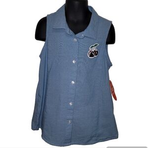 Wonder Nation Girls Small 6-6X Denim Button Front Sleeveless Top  Cozycore NWT